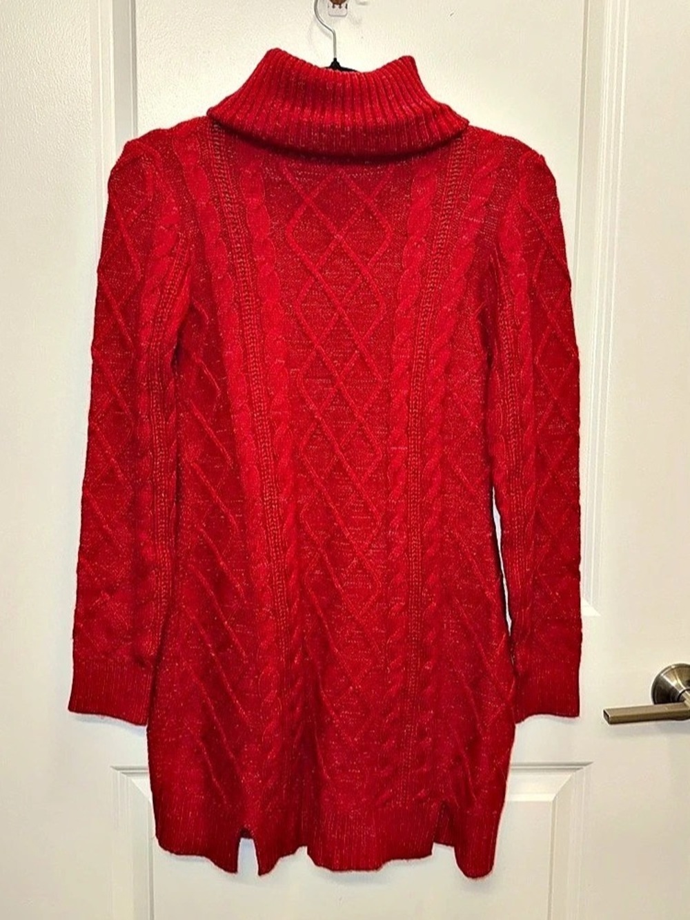 Blue Rain Red Geometric Turtleneck Sweater Size Small
